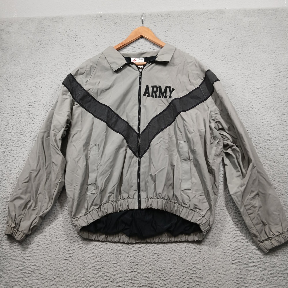 US Army IPFU Jacket Skilcraft Men's Large‎ Gray Reflective Windbreaker